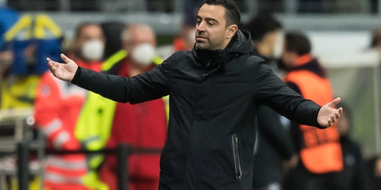Xavi was dispirited about the condition of the pitch at Commerzbank-Arena in Frankfurt.