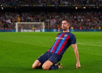 Robert Lewandowski scored twice in Barcelona’s victory, giving him 600 career goals against Villareal.