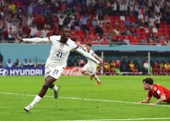 George Oppong Weah celebrated with Timothy Weah after he scored in Qatar, fulfilling his dad’s goal.