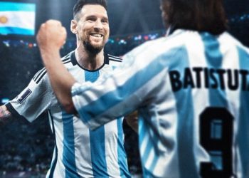A message of congratulations to Lionel Messi, who has tied Gabriel Batistuta’s World Cup goals.