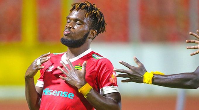 Asante Kotoko’s Steve Mukwala dedicated the goal to a Kotoko supporter who lost an eye in 2020.