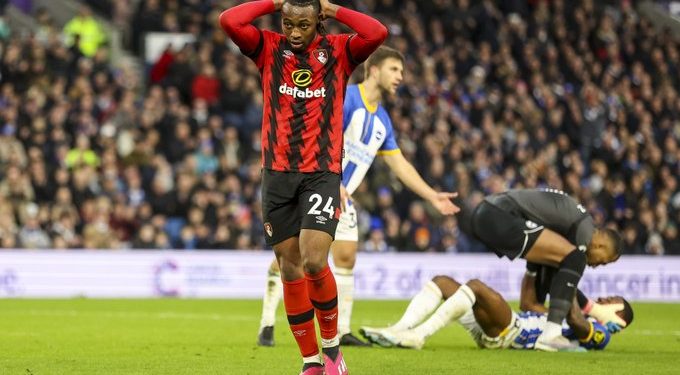 Antoine Semenyo of Ghana lost his Premier League debut to Brighton at the Amex Stadium.