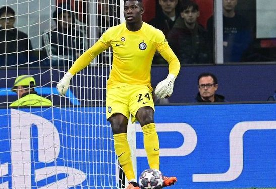 Cameroon’s André Onana’s reaction after his third consecutive clean sheet against Milan in a season.